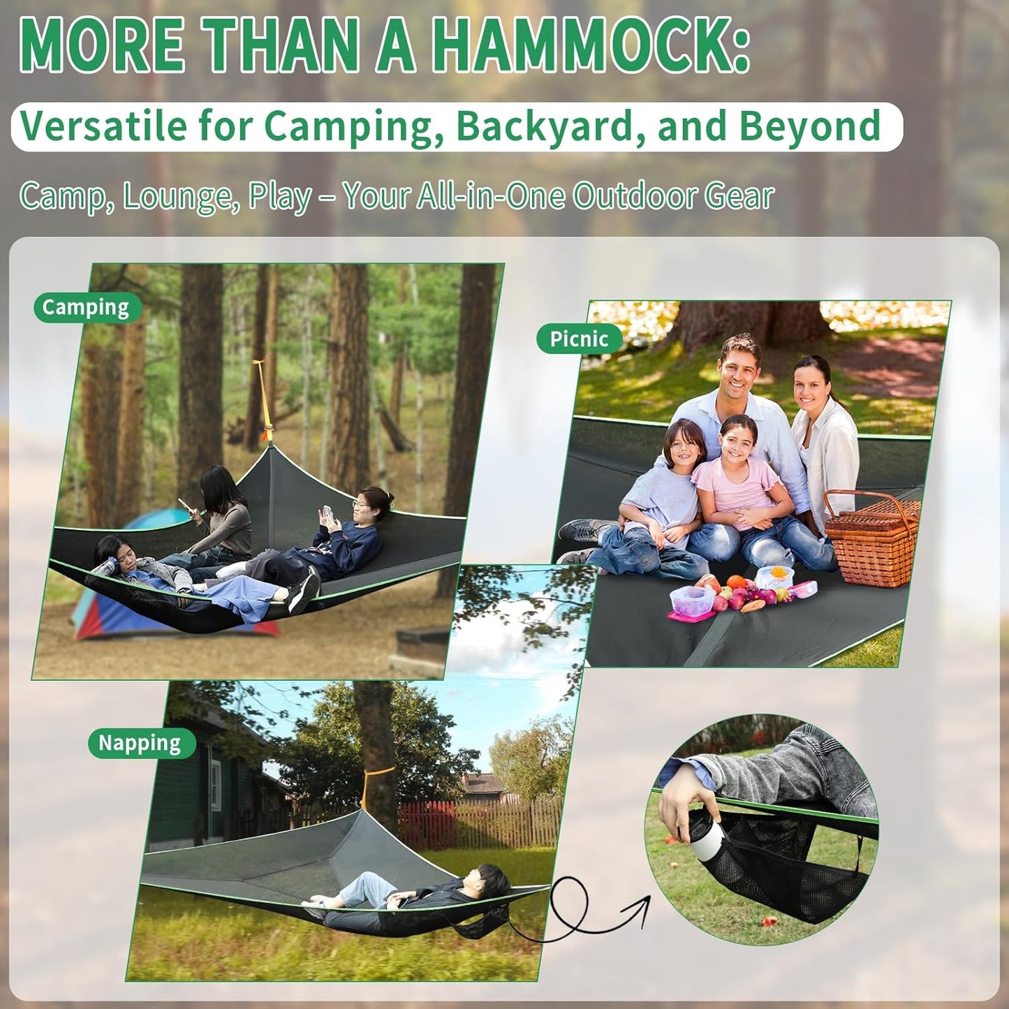 Triangle Camping Hammock | 13ft Multi Person Hammock (Max 1100 lbs)