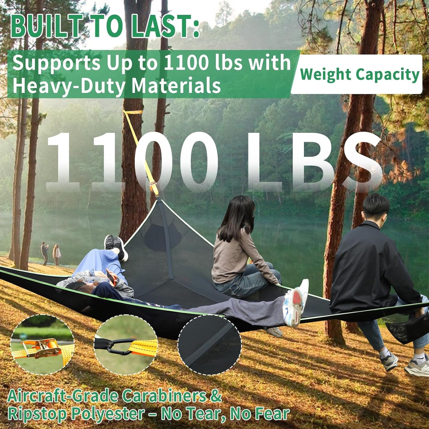 Triangle Camping Hammock | 13ft Multi Person Hammock (Max 1100 lbs)