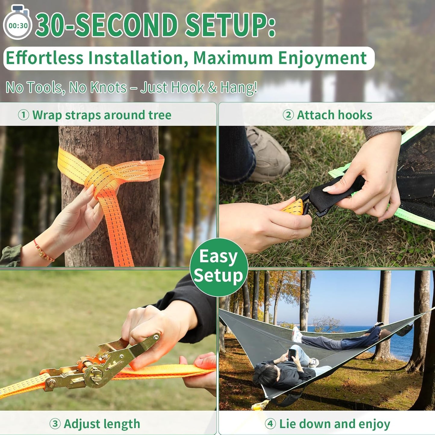 Triangle Camping Hammock | 13ft Multi Person Hammock (Max 1100 lbs)