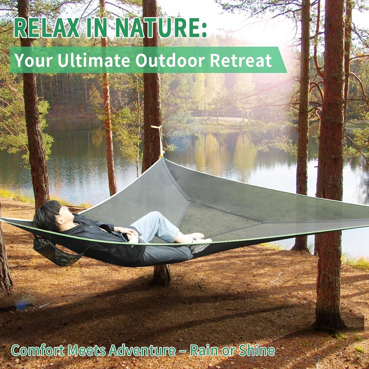 Triangle Camping Hammock | 13ft Multi Person Hammock (Max 1100 lbs)