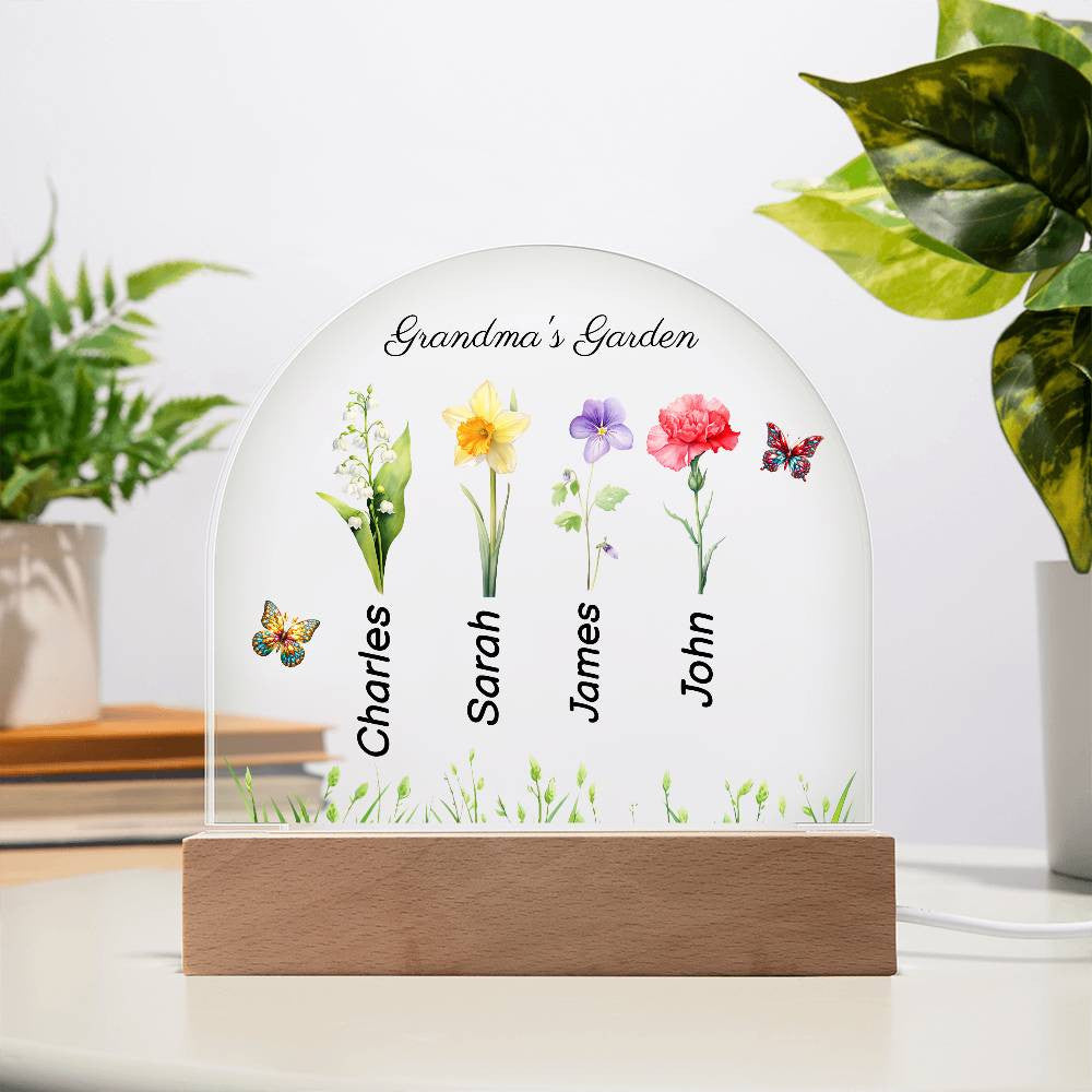 Grandma/Mom/Nana's Garden | Personalized Birth Month Flower Acrylic Plaque