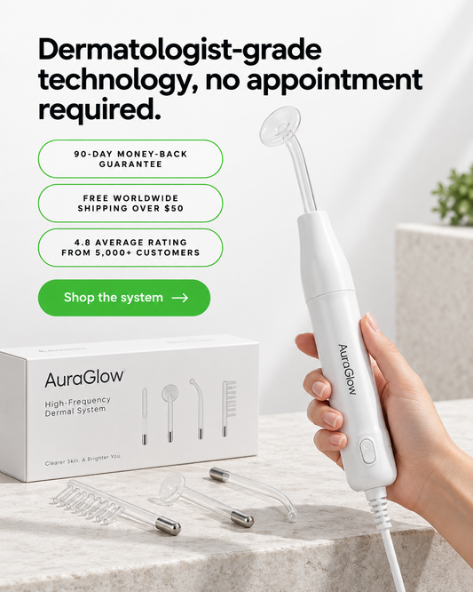 AuraGlow Pro 6-in-1 Dermal System - Includes Complete High-Frequency Kit + Bonus Sculpting Cream