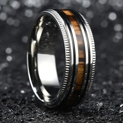 Men's Tungsten Wedding Band - Koa Wood Inlay | Anniversary Gift | Wedding Party | Jewelry Gifts