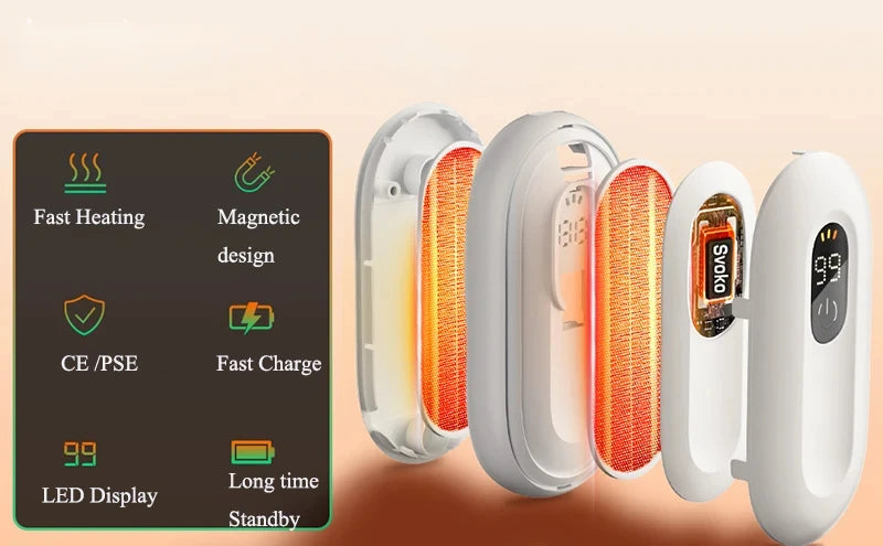 Xiaomi Magnetic Separation Hand Warmer Smart Digital Display With Three Adjustable Temperatures Portable Hand Warmer