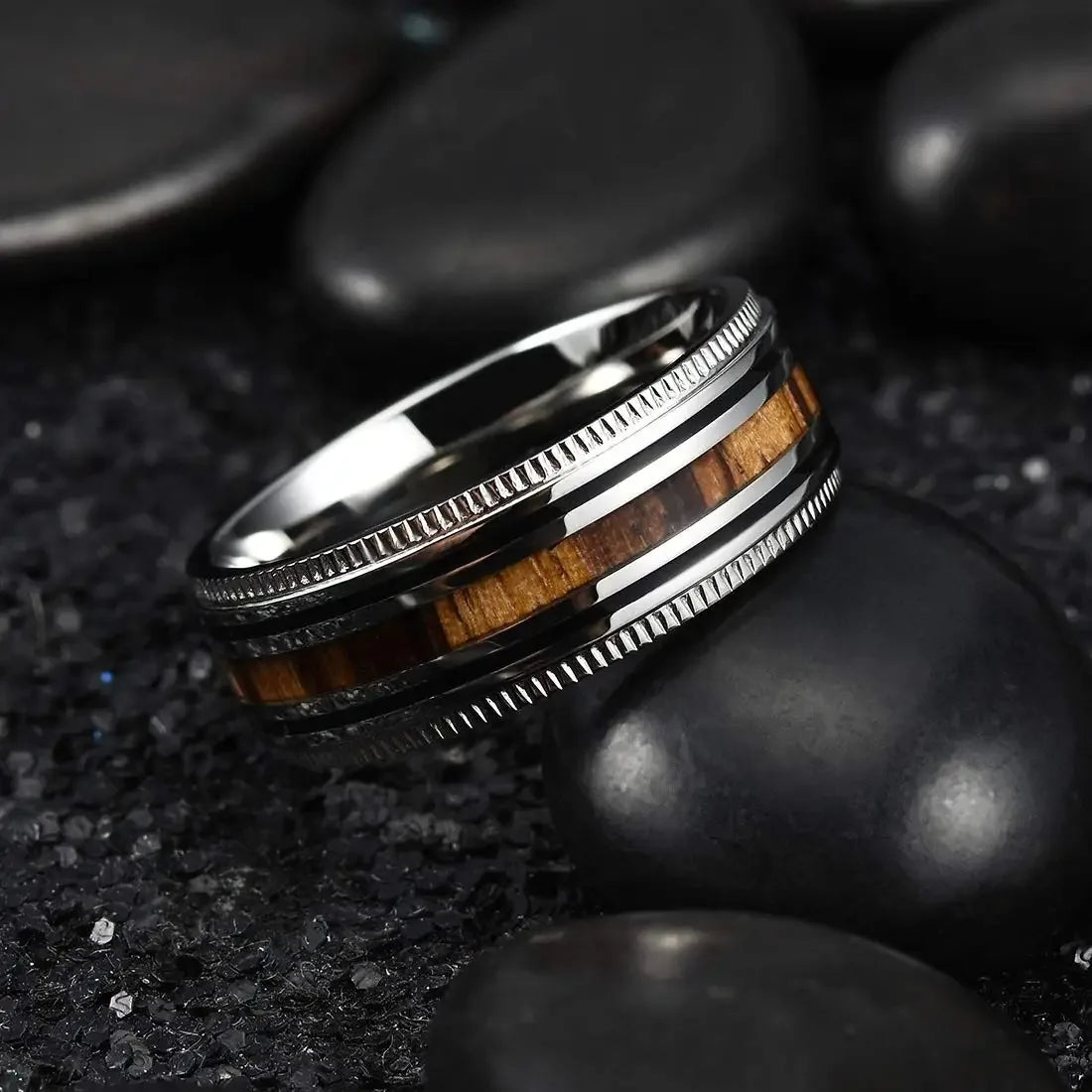 Men's Tungsten Wedding Band - Koa Wood Inlay | Anniversary Gift | Wedding Party | Jewelry Gifts