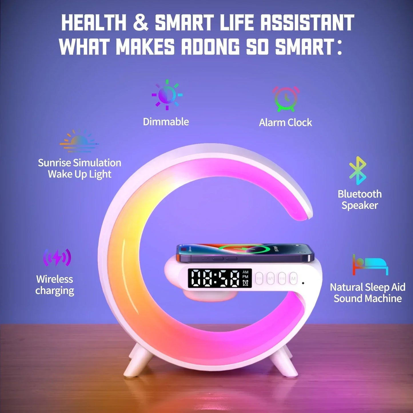 Wireless Fast Charging Dock Station | Speaker | Alarm Clock
