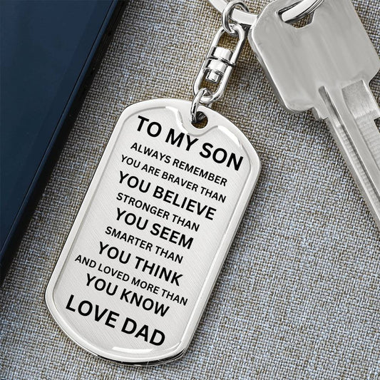 To My Son | Dog Tag Key Chain