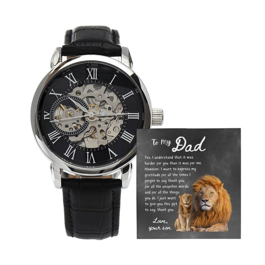 To My Dad - Love Your Son  /  Men's Openwork Watch