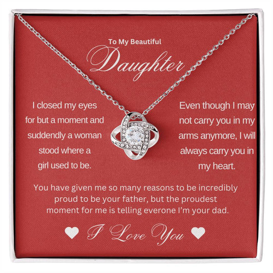 To My Beautiful Daughter - Love Dad / Love Knot Necklace