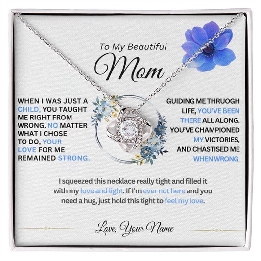 To My Beautiful Mom | Personalized Love Knot Necklace | Mother's Day