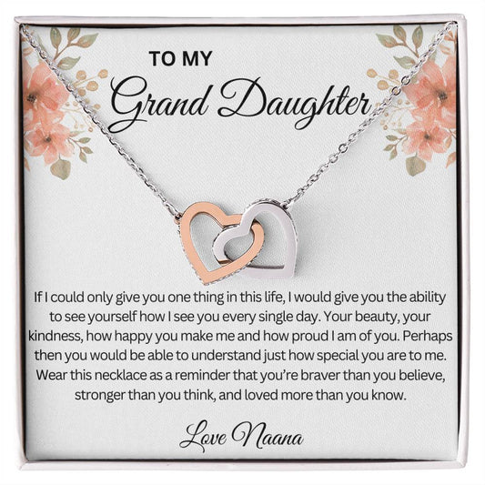 To My Grand Daughter - Love Naana  / Interlocking Heart Necklace