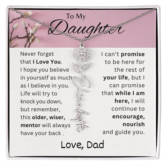 To My Beautiful Daughter - Love Dad / Personalized Birth Flower Necklace