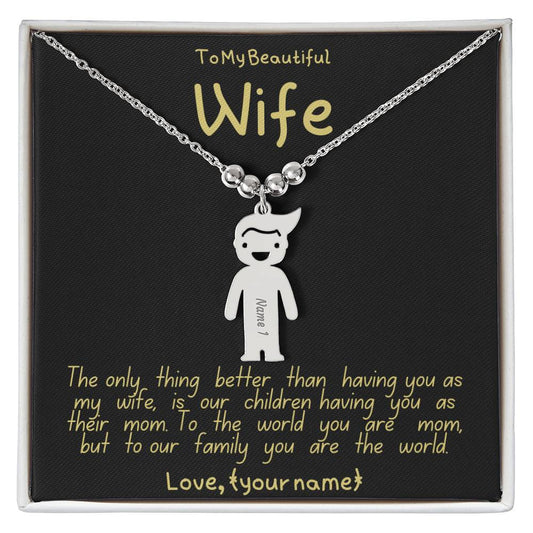 To My Beautiful Wife | Engraved Kids Charm Necklace