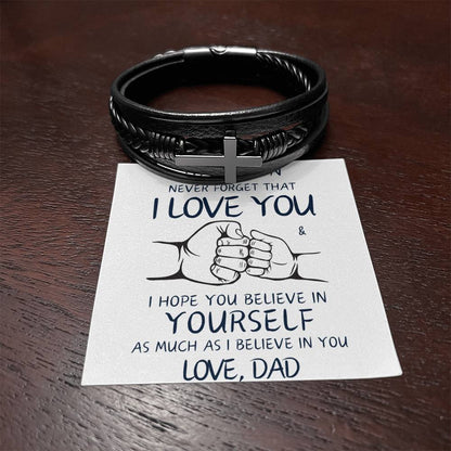 To My Son - Love Dad / Faith Cross Bracelet