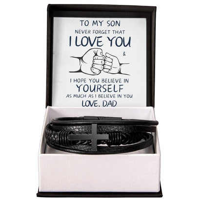 To My Son - Love Dad / Faith Cross Bracelet