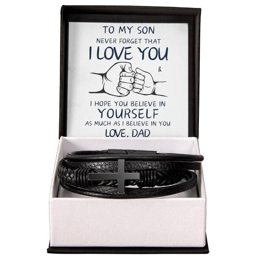 To My Son - Love Dad / Faith Cross Bracelet