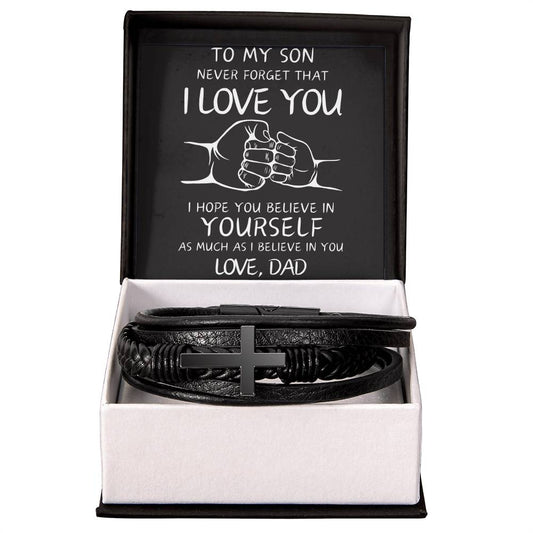 To My Son - Love Dad / Faith Cross Bracelet