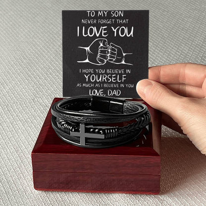 To My Son - Love Dad / Faith Cross Bracelet