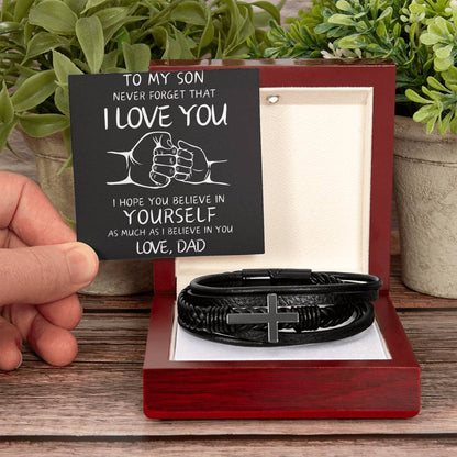 To My Son - Love Dad / Faith Cross Bracelet