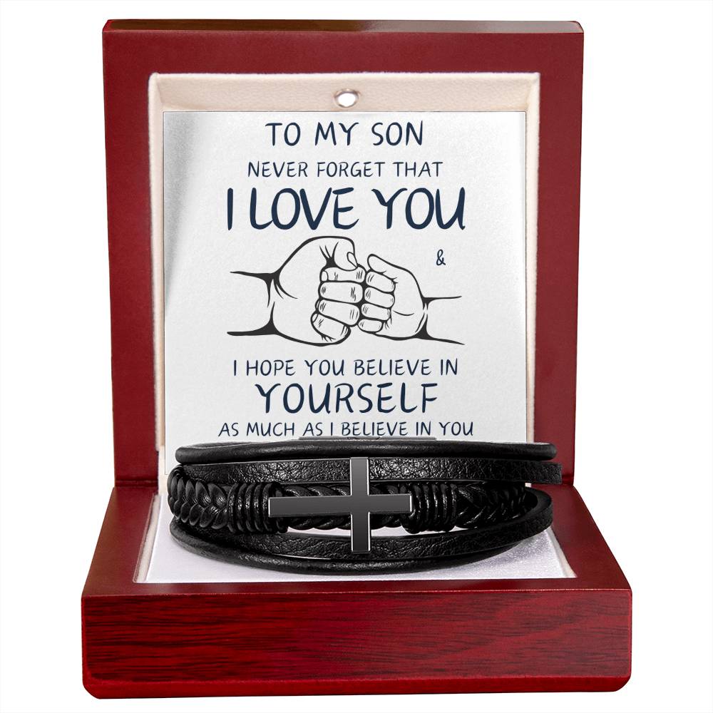 To My Son - Love Dad / Faith Cross Bracelet