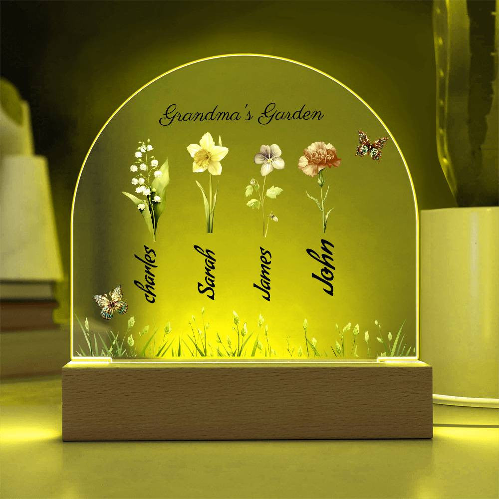 Grandma/Mom/Nana's Garden | Personalized Birth Month Flower Acrylic Plaque