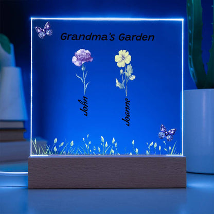 Grandma's Garden  |  Personalized Birth Flower & Name | Acrylic Square Plaque -