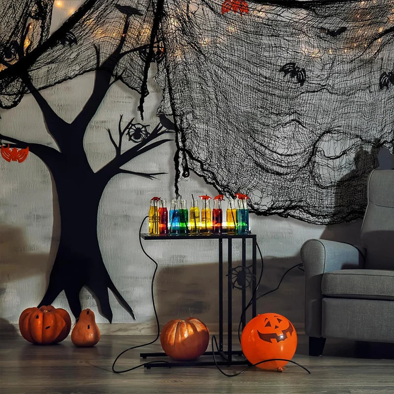 Spooky Gauze W/Bats Decor