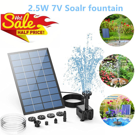 Solar Splash Fountain Kit | 2.5W Solar Fountain Pump with 6Nozzles and 4ft Water Pipe | Bird Bath | Pond |Garden