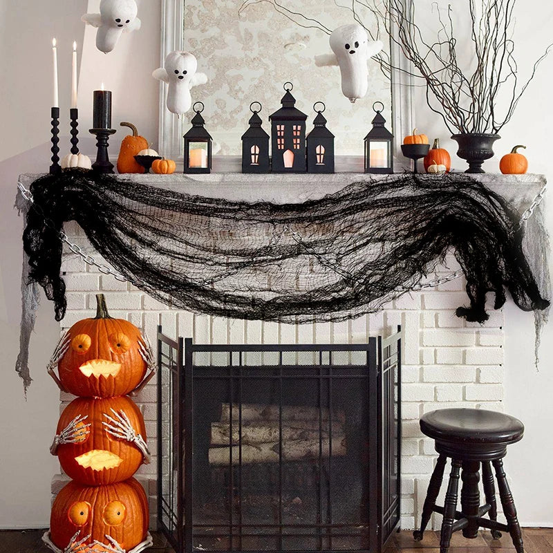 Spooky Gauze W/Bats Decor