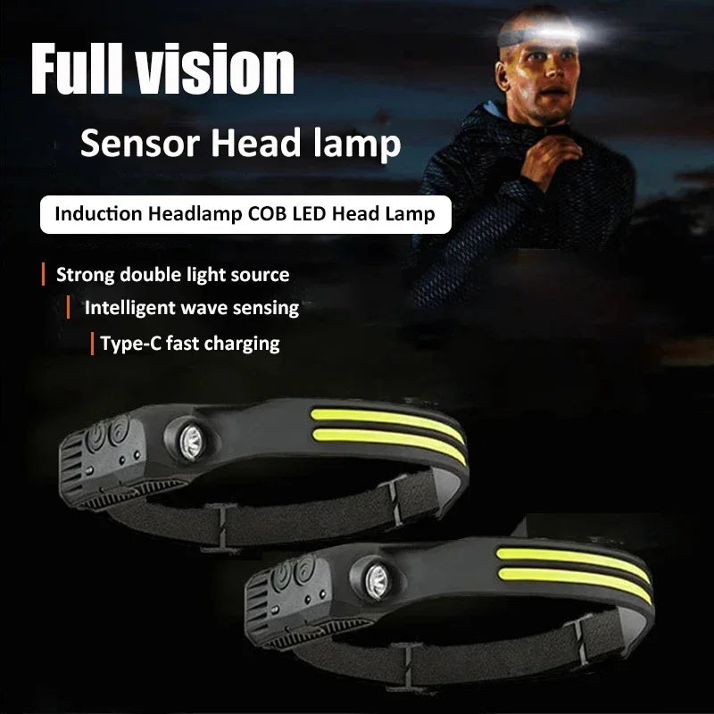 BrightBeam Pro LED Rechargeable Headlamp | 230° Wide Beam | Motion Sensor